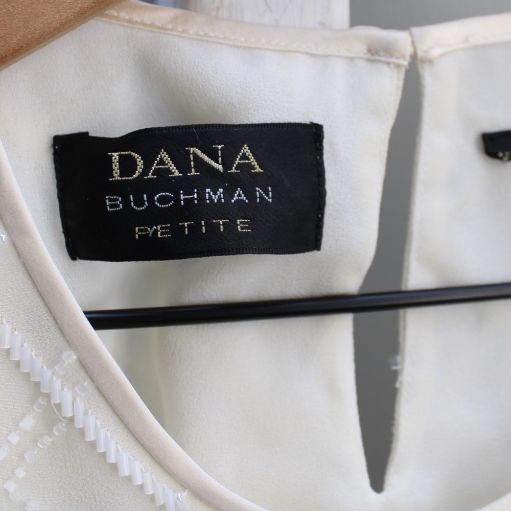 Dana Buchman Women’s Cream Silk Beaded Tank Blouse Size Large - Picture 3 of 9